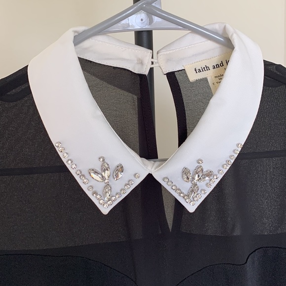 Jeweled Collared Sheer Blouse - Picture 2 of 6